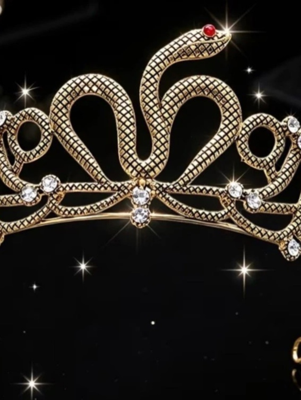 Snake Tiara with Black Rhinestones